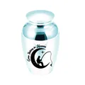 Large silver aluminum pet cremation urn featuring Gone Fishing in Heaven engraving - 65x45mm / Sky Blue