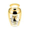 Elegant small gold memorial urn 45x65mm with fisherman silhouette and loving text - 65x45mm / Gold