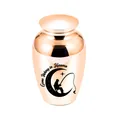 Rose gold aluminum pet cremation urn with 'Gone Fishing in Heaven' design. - 65x45mm / Rose Gold