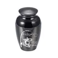 Elegant black memorial urn for ashes with engraved fishing theme and sentimental quote. - 65x45mm / Black