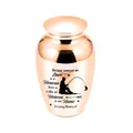 Rose gold small cremation urn with fishing silhouette and memorial poem - 65x45mm / Rose Gold