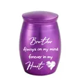 Purple aluminum alloy cremation urn for brother with heart engraving and memorial text. - 30x40mm / Purple