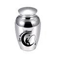 Polished silver aluminum alloy pet urn featuring a Gone Fishing in Heaven engraving design - 65x45mm / Silver
