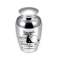 Elegant polished metal memorial urn with fishing motif and sentimental quote engraving - 65x45mm / Silver