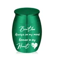 Green aluminum keepsake urn for brother engraved with Always on my mind memorial text - 30x40mm / Green