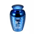Blue 45x65mm small cremation urn for ashes with fishing design in loving memory of grandpa - 65x45mm / Blue