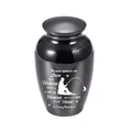 Black glossy memorial cremation urn with fishing silhouette and loving memory text - 65x45mm / Black
