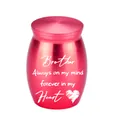 Small red aluminum memorial cremation urn for ashes with Brother heart engraving - 30x40mm / Red