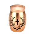 Mini rose gold aluminum alloy pet keepsake urn jar with cross and wings engraving - 30x40mm / Rose Gold