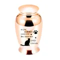 Polished rose gold metal pet memorial urn with cat silhouette and engraved quote - 70x45mm / Rose Gold
