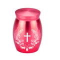 Mini-Tierurne aus roter Aluminiumlegierung mit eingraviertem Kreuz und Engelsflügeln - 30x40mm / Rot
