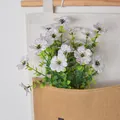 Realistische künstliche Eukalyptusblumen, weiß mit lila Adern, in rustikaler Jutetasche. - 7 Gabeln / Weiß