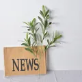 Lifelike artificial olive branch with green leaves and black fruits for home decor - 4-Fork Olive Branch