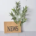 Realistic artificial olive branch with green leaves and dark fruits for home decoration - 6-Fork Olive Branch