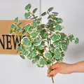 Rama de hoja de begonia artificial con bordes verde y rosa para decoración de boda - 7 Horquillas Hojas de Begonia - Rosa Escarchado