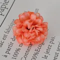 Elegant peach silk artificial chrysanthemum flower head for vintage DIY bouquet accessory - Dark Orange