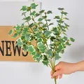 Kunstmatige 7-vork bonte groene begoniabladeren voor huis- en bruiloftdecoratie - 7 Vorken Zoete Aardappel Bladeren - Mat Wit