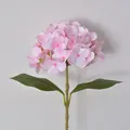 Einzelner Stiel rosa künstliche Hortensienblüte mit grünen Blättern für die Heimdekoration - 2-Blatt-Stil / Hellrosa