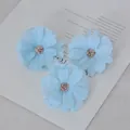 Three light blue artificial daisy flower heads for DIY crafts and hair accessories - Blue