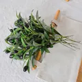 Realistic artificial olive branch with green leaves and black fruits for home decor - Single Branch Olive - Black Fruits