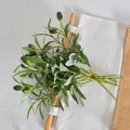 Realistic artificial olive branch with green leaves and dark fruits for home decor - 2-Fork Olive - Black Fruits