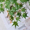 Lifelike dark green artificial 3-prong maple leaves for landscape garden decoration - Dark Green