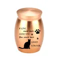 Rose gold metal pet cremation urn with cat silhouette and memorial quote - 30x40mm / Rose Gold