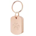 Rose gold stainless steel pet cremation urn keychain with engraved paw print design - Rose Gold Square Paw Pendant