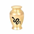 Golden aluminum alloy cremation urn for pets with black snake design, 70x45mm size - 70x45mm / Gold