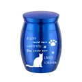 Elegant blue small pet cremation urn for cats with memorial heart-touching engraving - 30x40mm / Blue