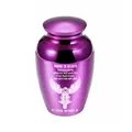 Polished purple memorial urn for motorcycle lovers with riding in heaven engraving - Motorcycle Memorial Style (10223) / Purple Jar 65x45mm