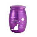 Purple metallic cat cremation urn with engraved memorial quote and paw prints - 30x40mm / Purple