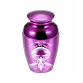 Purple aluminum alloy 65x45mm memorial urn with motorcycle angel engraving for pets - 65x45mm / Purple