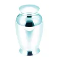 Polished silver metal cremation urn 70x45mm for human or pet ashes memorial - 70x45mm / Sky Blue