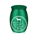 Urna conmemorativa para mascotas en aluminio verde con silueta de perro y frase - 40x30mm / Verde