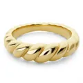 Detailweergave van een elegante vergulde croissantring met hoogglans gepolijste finish - Maat 6 / Gouden Gedraaide Stijl (BAR265-GO) / Goud