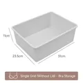 Gray lidless plastic storage box for bra and underwear organization, size 31x23.5x11cm. - Bra Storage Box (No Lid) / Single Compartment / Gray
