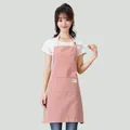 Tablier de cuisine imperméable à rayures verticales rouges et blanches avec poche avant - Coton Lin Rayé Respirant / 1 Pièce / Rouge