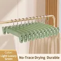Luxury green non-marking pants hangers with anti-slip clips for space-saving storage - Thickened Style with Movable Clips / Luxury Green