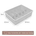 Gray 10-compartment underwear drawer organizer, no lid, 30.5x23.5x8cm dimension. - 10-Grid Underwear Box (No Lid) / 10 Grids / Gray