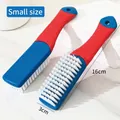 Multipurpose small size soft bristle shoe cleaning brush with blue and red handle 16cm length - Blue Flat Bristle (Small) / S / Blue