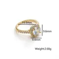 Bague élégante en plaqué or avec oxyde de zirconium, diamètre 15,5 mm et poids 2,68 g - 5# / Style Carré Doré (BAR262-GO)