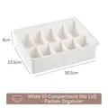 White 10-grid underwear storage box with dimensions 30.5x23.5x8cm - 10-Grid Underwear Box (No Lid) / 10 Grids / White