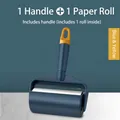 Ergonomic blue and yellow lint roller set including one handle and one adhesive paper roll - Lint Roller Set / 10cm, 55 Sheets, 1 Handle + 1 Roll / Blue & Yellow