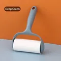 Compact sticky lint roller featuring a blue handle for removing pet hair and lint - Lint Roller Set / 20 Sheets / Dark Green