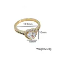 Bague élégante plaquée or avec un centre étincelant en zircone en forme de cœur - 5# / Style Coeur Doré (BAR263-GO)