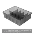 Transparent black 10-compartment underwear organizer box without lid for closet storage - 10-Grid Underwear Box (No Lid) / 10 Grids / Transparent Black