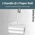 White and gray lint roller with one handle and one adhesive paper refill - Lint Roller Set / 10cm-55 Sheets / White & Grey