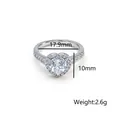 Bague auréole en oxyde de zirconium en forme de cœur, diamètre de 17,9 mm. - 5# / Style Coeur Argenté (BAR263-ST)