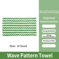 Green wave pattern microfiber cleaning cloth for kitchen in 15x25cm size, 1 pack - Small (25*15cm) / Green